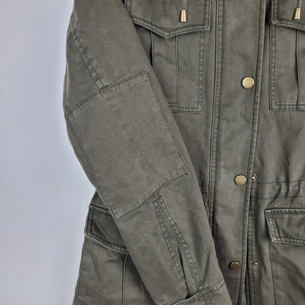 LUCKY BRAND Jacket Coat Green Utility Size S Military Hood Fully Lined - Picture 10 of 17